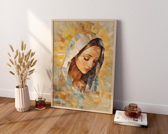 Virgin Mary Painting - Catholic Wall Art - Religious Decor - Blessed Madonna Artwork - Christian Home Decor
