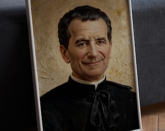 Impression murale Saint John Bosco, oeuvre d'art chrétienne, peinture religieuse numérique, inspiration catholique