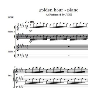 Golden Hour by JVKE | 4 Hands | Printable Piano Duet Sheet Music