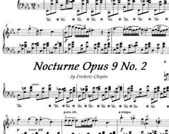 Nocturno en mi bemol mayor Op. 9 n.º 2 de Frédéric Chopin / Partitura en PDF