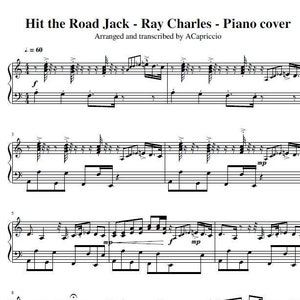 Hit the Road Jack - Ray Charles - Piano Cover Sheet Music PDF