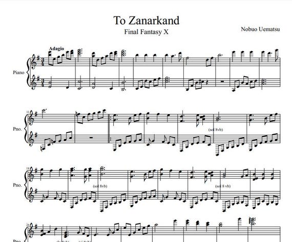 To Zanarkand - Final Fantasy X | Piano Sheet Music PDF