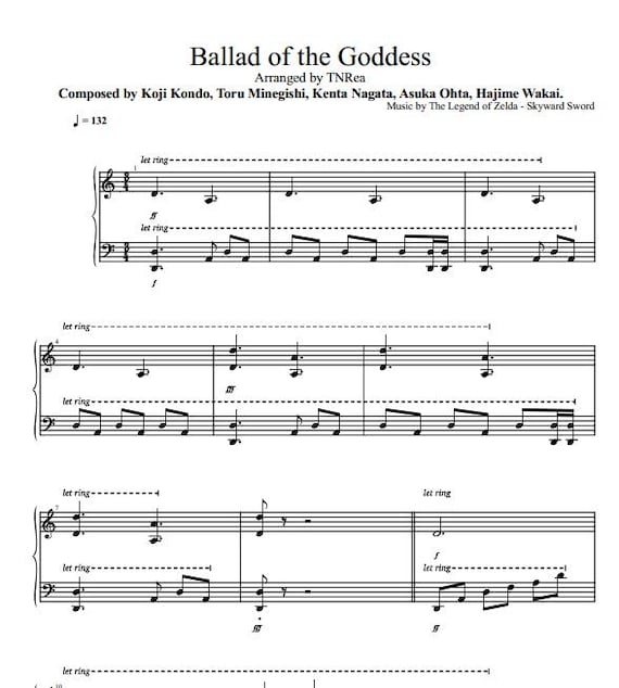 Ballad of the Goddess Piano Sheet Music - Zelda Skyward Sword (PDF