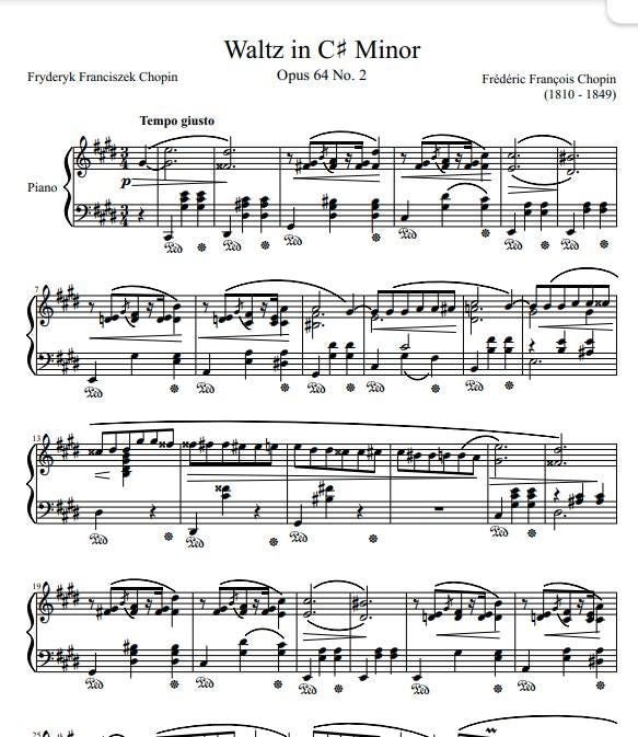 Waltz in C♯ Minor - Chopin Op. 64 No. 2 | Piano Sheet Music | PDF