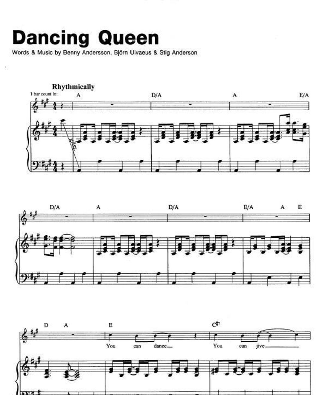 Dancing Queen By Abba Inspired Arrangement Piano Vocal Piano