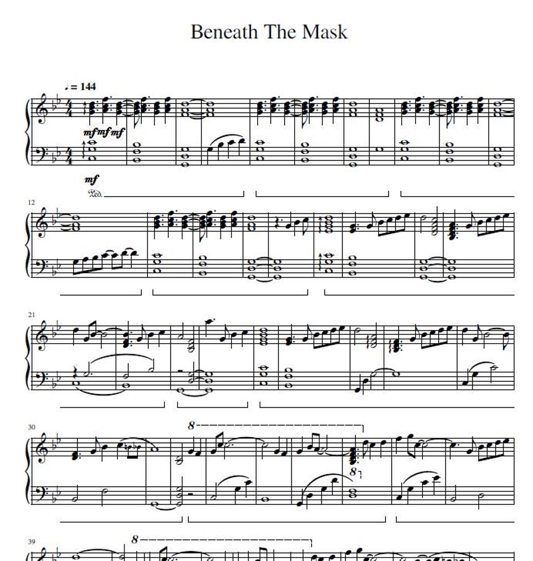 Beneath the Mask Persona 5 Piano Sheet Music PDF Etsy