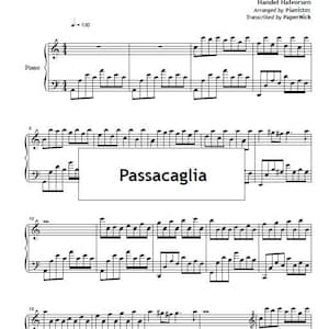 Passacaglia Sheet Music PDF, Handel-Halvorsen Piano Sheet Music Download, Classical Piano Arrangement, Instant Download