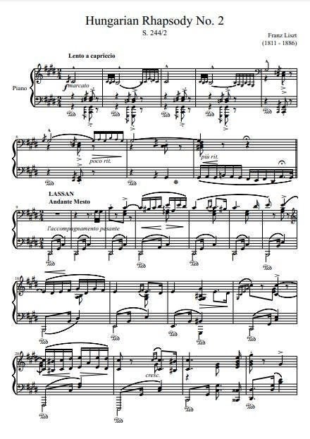 Hungarian Rhapsody No. 2 by Franz Liszt | PDF Sheet Music - Etsy