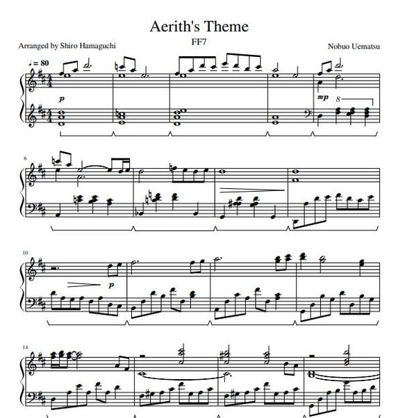 Aerith's Theme - Final Fantasy VII Piano Sheet Music (PDF Download