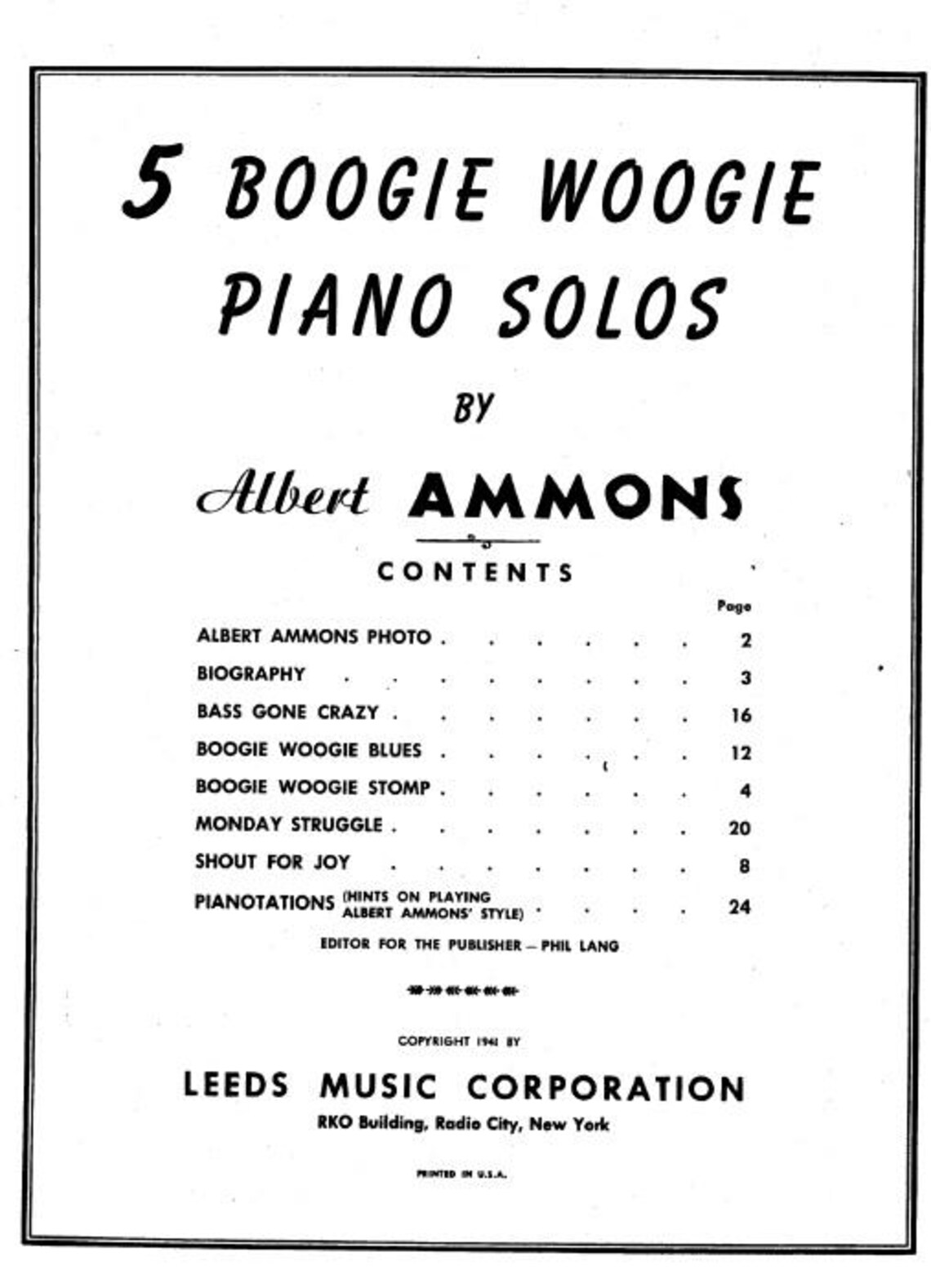 Printable Boogie Woogie Piano Sheet Music | 5 Classic Solos by Albert ...