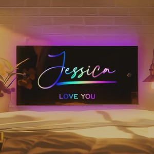 Personalised Name Mirror Light Up - Custom LED Vanity Mirror for Makeup, Bedroom & Gift Ideas , home decor, room sign , room enterance decor