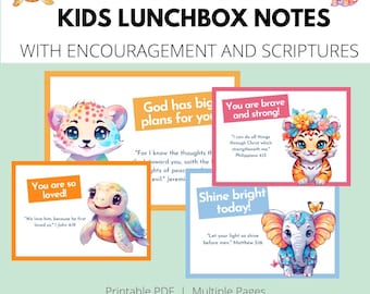 Printable Lunch Box Notes for Kids with Encouraging Messages and Bible Verses