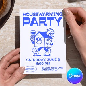 Modelo de convite para inauguração de casa editável, convite para festa de inauguração para imprimir, cartão de boas-vindas moderno e engraçado, download instantâneo, convite de casa, 5 x 7 polegadas