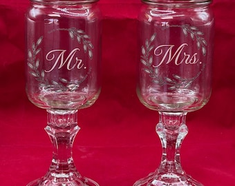 Set of 2 Custom Engravable Redneck Wine Glass - Hillbilly Wine Glass - Wedding - Anniversary