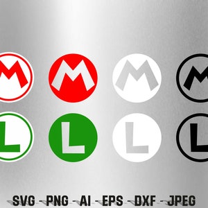 INSTANT DOWNLOAD Mario and Luigi svg, jpeg, dxf and png for t-shirts, mugs etc cricut Mario Brothers Logo Instant Download !!!