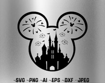 Castle Firworks Mouse Ears SVG for Cutting Machines Vector Instant Download !!