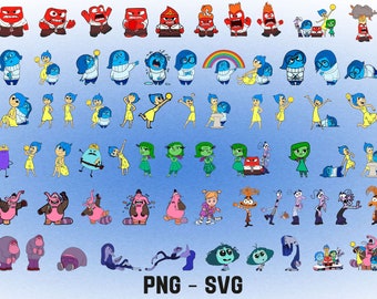 Inside Out 2 Bundle Png Cliparts, Layered Svg Files, Digital Papers, Anger, Joy, Sadness, Disgust And All Characters, Clipart Cut File !!