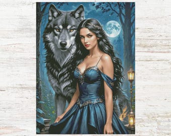 Guardian Wolf & Victorian Princess Cross Stitch Pattern: Instant Download (PDF, XSD File) Pattern Keeper