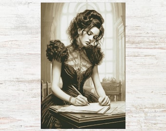Victorian Lady Cross Stitch Pattern, Victorian Gothic Instant Download PDF,  Sepia Counted Cross Stitch, Pattern Keeper, Saga, Sepia