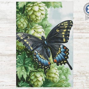 A Butterfly and Hop Plant Cross Stitch Pattern: Instant PDF, XSD Download) Pattern Keeper Compatible
