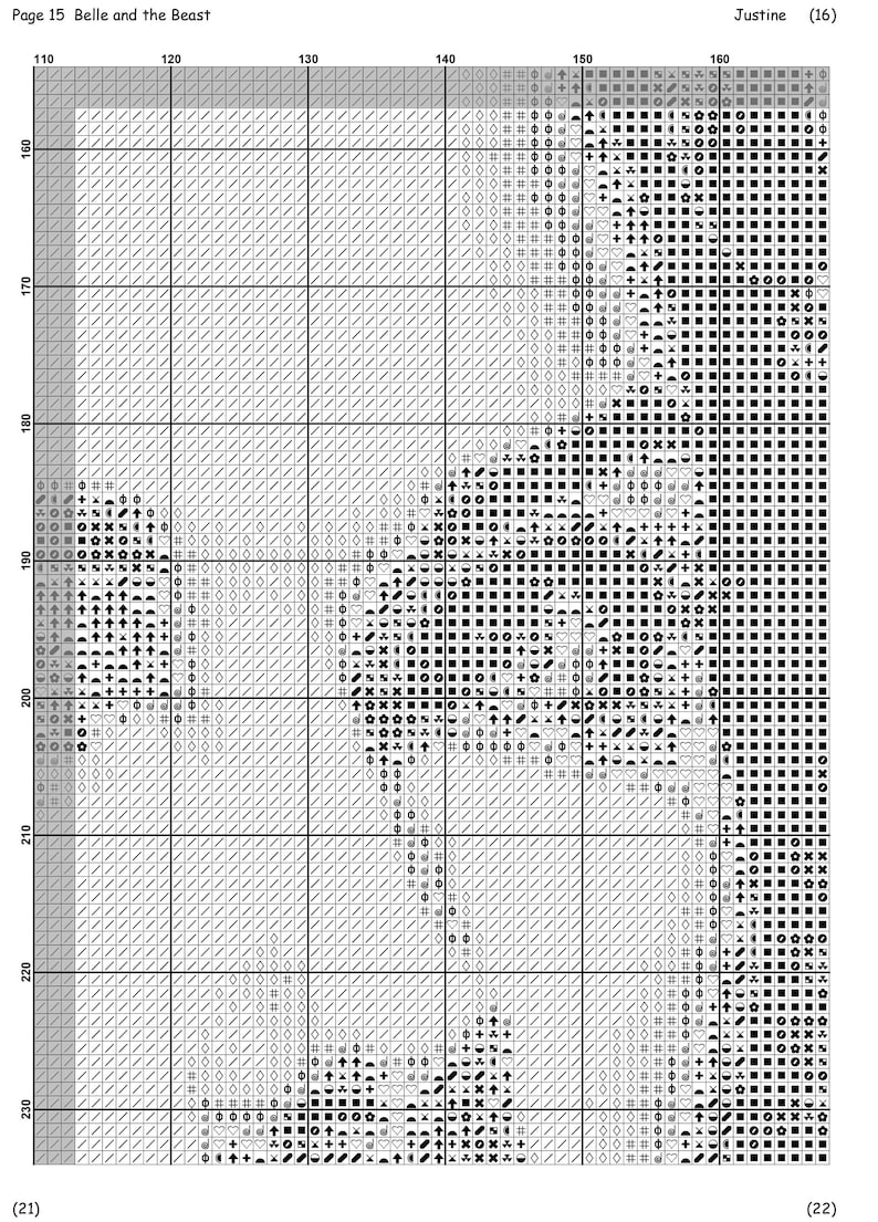 Chart Pattern Beast Belle and the Beast Cross Stitch Pattern: Instant Download (PDF, XSD ...