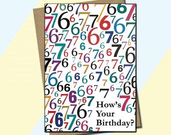 Stampabile - Biglietto di auguri di compleanno virale 6/7 - Meme per bambini 6/7 - Generazione Alpha - TikTok, Instagram, Youtube - Tutte le occasioni - Download - Istantaneo