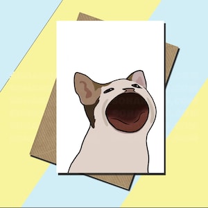 Biglietto meme gatto - Biglietto meme macchia - Biglietto meme gatto da tavolo - Biglietto di compleanno - Biglietto Internet - Biglietto meme - Tutte le occasioni