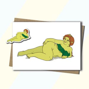 Op Fiona geïnspireerde kaart - prinses Fiona - verjaardagskaart - waaierkaart - alle gelegenheden - sticker beschikbaar