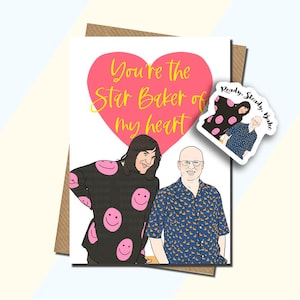 Divertente biglietto ispirato a Bake-Off - GBBO - Noel Fielding - Matt Lucas - Paul Hollywood - Biglietto di compleanno - Tutte le occasioni