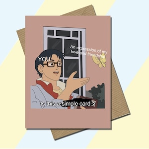Is This A Pigeon - Meme geïnspireerde originele digitale tekenkaart - Katori Yutaro - Verjaardagskaart - Wenskaart - Blanco kaart