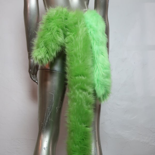 Lime Green Furry Clip on Tails!  Your Choice!  Green Faux Fur Costume Tails  Cosplay Tails 10" 16"  32" tails