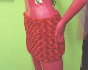 Red Fur Mini Skirt - Bright Red Furkini Mini-Skirt - Fur Bikini Mini-Skirt - Furry Red Skirt...Great For Burning Man!