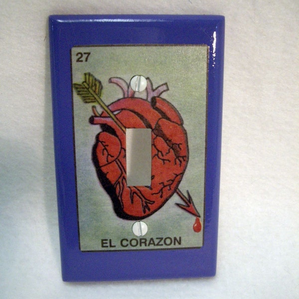 El Corazon Bleeding Heart Light Switch Plate Cover -Cornflower Blue