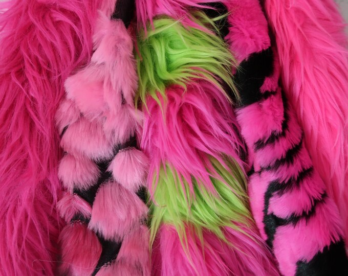 Pink Furry Clip on Tails Your Choice Pink Faux Fur Costume Tails
