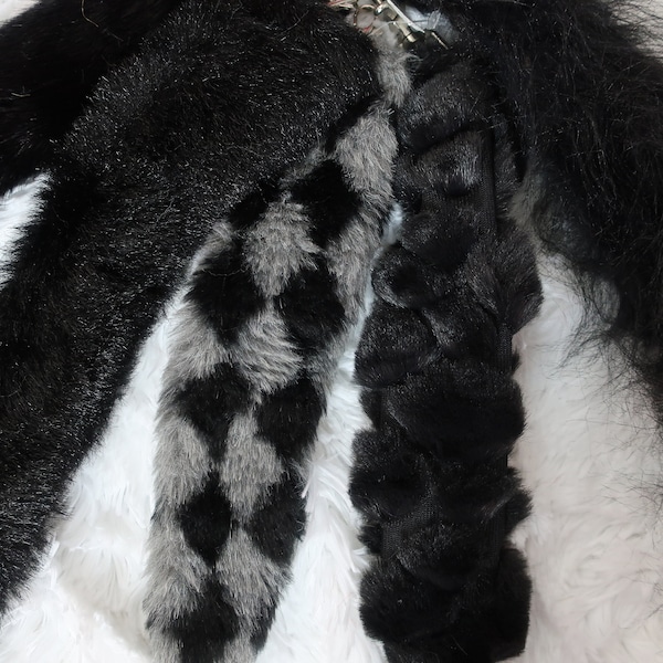 Black Furry Clip on Tails! Your Choice! Black Faux Fur Costume Cosplay Tails 14" and 18" faux fur tails