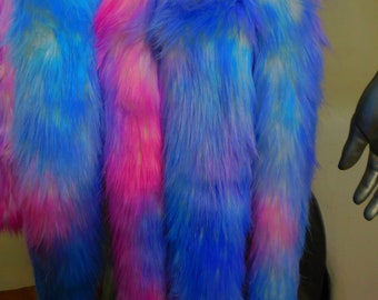 Blue Purple Pink Furry Clip on Tails! Purple Pink Blue Rainbow Unicorn Faux Fur Cosplay Tails 12, 16, 22 inch tail 26 inch tail 28 Inch tail