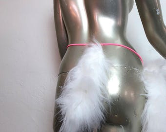 Weißer Kunstpelz Clip On Tail: Extra Langer Flor Kostüm Cosplay