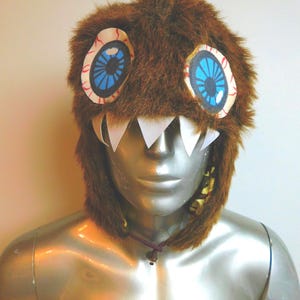 Faux Fur Monster Hood: Funny Brown Furry Costume with Teeth