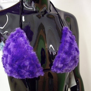 Haut de bikini fourrure violet - haut de bikini fourrure - très petit, petit, moyen, grand - haut triangle en fourrure violet