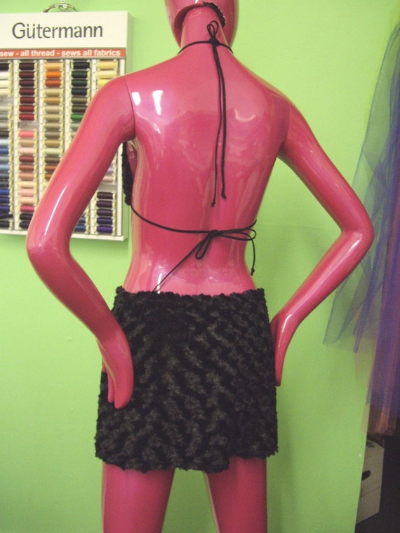 Black Furkini Mini-skirt Fur 
