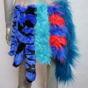 Blue Furry Clip on Tails!  Your Choice!  Blue Faux Fur Costume Tails  Cosplay Tails 12" 14" 16"  19" tails
