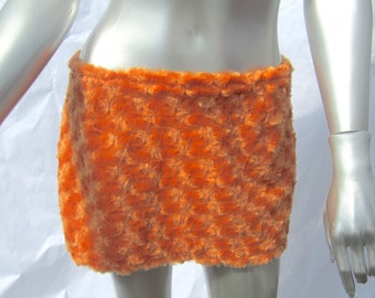 Faux Fur Mini Skirt: Tangerine Orange Furkini, Burning Man Fashion
