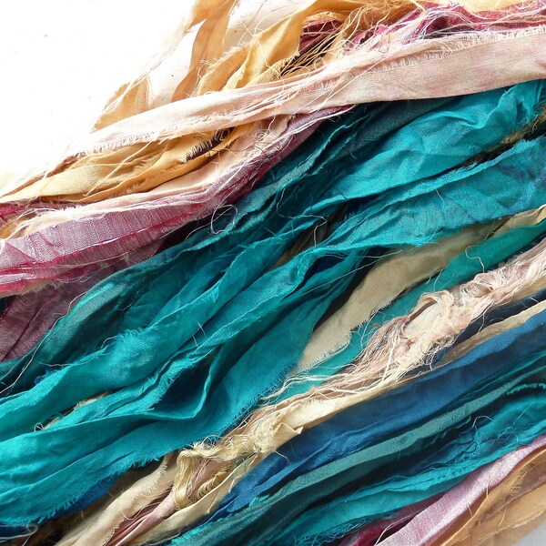 multicolored recycled silk sari ribbon c