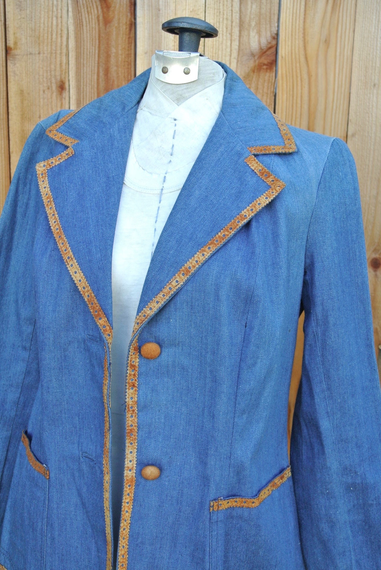 Vtg 1970s Jean Denim Blazer with Suede Detail Jacket Elbow Etsy