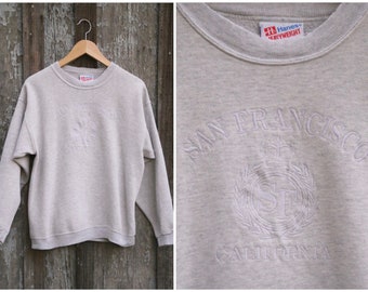 Vtg 80s SAN FRANCSCO Sweatshirt / California / Made USA / Worn Faded  / Hanes  50 50 / Pullover / Medium