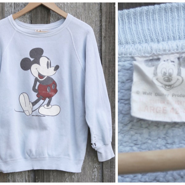 Vtg 60s 70s Mickey Mouse Sweatshirt / Disney / Worn Faded  / Pullover / Medium