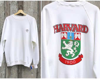 Vtg 80s 90s HARVARD University Sweatshirt / Deadstock  / Made USA / 50 50 / Pullover / XL