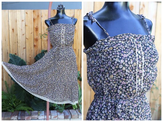 Vtg 60s 70s Sundress / Prairie Fabric Floral Cali