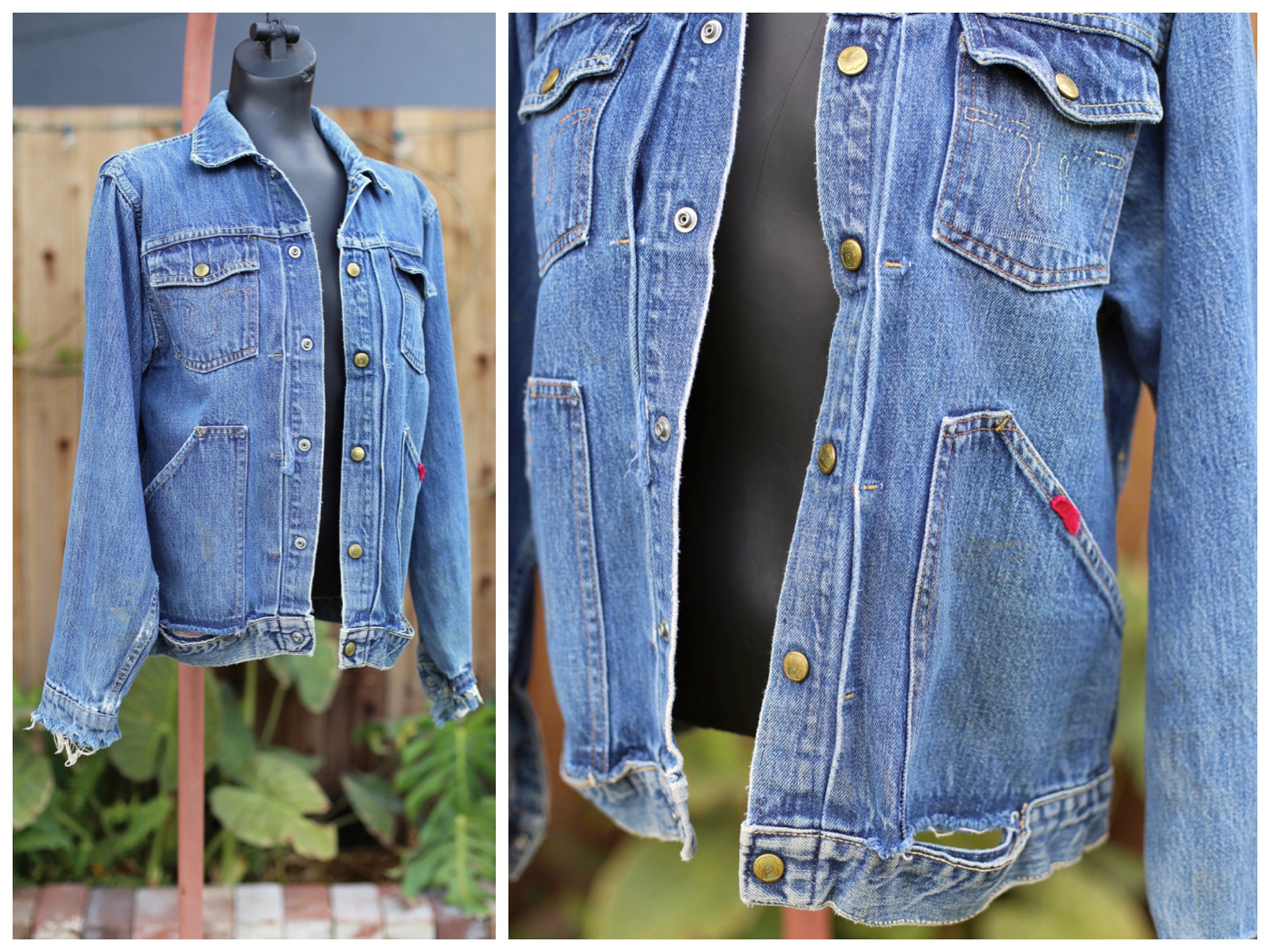 Vtg 50s 60s Type 2 BIG SMITH Jean Jacket / Pleated Front