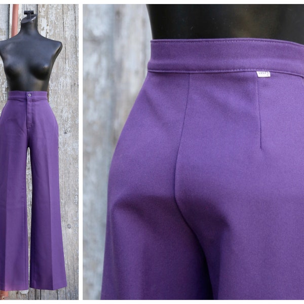 Vtg 70s LEVI'S Polyester Pants / Stovepipe Staright Leg / High Waist / Purple / 24 25 X 30